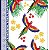 Tecido Crepe Arara Tropical azul vermelho com barrado estampado colorido vestido blusinha - Imagem 6