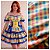 Tecido Crepe Folhas Xadrez em 2 padronagens Colorido vestido blusinhas canga macacão blusa camisa pano leve e fresco - Imagem 1