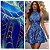 TECIDO CREPINHO AZUL SAFIRA DETALHES EM OURO PARA CONFECÇÃO DE VESTIDOS, SAIAS, BLUSAS, ETC - Imagem 1