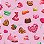 TECIDO CREPINHO DOCES 3 E BALAS CORAÇÃO LOVE CANDY PIRULITOS CHOCOLATE PARA CONFECÇÃO DE VESTIDOS, SAIAS, BLUSAS, ETC - Imagem 1