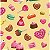 TECIDO CREPINHO DOCES 3 E BALAS CORAÇÃO LOVE CANDY PIRULITOS CHOCOLATE PARA CONFECÇÃO DE VESTIDOS, SAIAS, BLUSAS, ETC - Imagem 2
