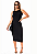 Vestido Tubinho Midi Social Malha Canelada com Fenda - Imagem 1