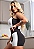 Conjunto Fitness Short Preto com Branco Cintura Alta e Cropped Alcinha Academia - Imagem 5