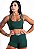 Conjunto Fitness Short + Cropped Elástic Verde Militar - Imagem 1