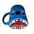 Caneca Com Glitter Azul Stitch  Bocão  Design Criativo Boca em Baixo e Caixinha Decorada - Imagem 4