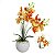 Orquídea Efeito 3D Realista Com Vaso Pedrinhas Naturais Amarelo Laranja - Imagem 1