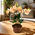 Arranjo Orquidea 5 Galhos Com Vaso Estilo Junco Salmao - Imagem 1