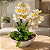 Orquidea Branca Siliconada Com Vaso Canoa Cascalho Natural Montado Pronto - Imagem 1