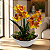 Arranjo Orquidea Laranja Siliconada Com Vaso Canoa Cascalho Natural Montado Pronto - Imagem 1