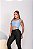 Conjunto Fitness Dani Top Azul e Legging Preta Tamanho GG - Imagem 1