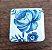 PUXADOR QUADRADO DE PORCELANA BRANCA COM PINTURA DE FLOR AZUL - 70 - Imagem 2