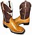 Bota Texana Estampa Avest Camel Cano Boi Café Sola Preta Bico Quadrado - Imagem 2