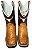 Bota Texana Estampa Avest Camel Cano Boi Café Sola Preta Bico Quadrado - Imagem 3