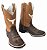 Bota Texana Dallas Cano Boi Camel Sola Preta Bico Quadrado - Imagem 1