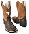 Bota Texana Dallas Cano Boi Camel Sola Preta Bico Quadrado - Imagem 2