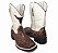 Bota Texana Estampa Avest Café Cano Boi Creme Sola Preta Bico Quadrado - Imagem 2
