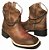 Bota Texana Feminina Brown Metais Cano Curto Sola Preta Bico Quadrado - Imagem 1