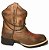 Bota Texana Feminina Brown Metais Cano Curto Sola Preta Bico Quadrado - Imagem 2