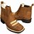 Botina Texana Feminina Camel Sola Preta Bico Quadrado - Imagem 1