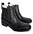 Botina Texana Feminina Fossil Preto Strass Sola Preta Bico Quadrado - Imagem 1