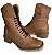 Bota Coturno Country Cano Dobrável Brandy Sola Café Bico Quadrado - Imagem 1