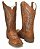 Bota Texana Feminina Laser Sola Marrom Bico Quadrado - Imagem 1