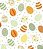 Feltro Branco Estampado com Ovos de Páscoa Verde e Cor de Laranja - 25cm x 1,40m - Imagem 1