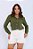 CAMISA FEMININA GOLA V EM VISCOLINHO VERDE MILITAR - Imagem 1