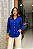 CAMISA FEMININA GOLA V EM VISCOLINHO AZUL MARINHO - Imagem 1