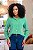 CAMISA FEMININA OVERSIZED GOLA TRADICIONAL EM VISCOLINHO LISTRADO VERDE - Imagem 1