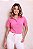 CAMISA SOCIAL FEMININA MANGA CURTA ROSA CHICLETE - Imagem 2
