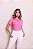 CAMISA SOCIAL FEMININA MANGA CURTA ROSA CHICLETE - Imagem 1