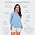 Camisa Feminina Gola V em Viscolinho cor Baby Blue - Imagem 3
