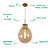 Pendente 30×40cm E27 Metal Bronze Vidro Conhaque - DCD04008D - Imagem 3