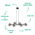 Pendente Abaporu 6xG9 Fume 95x31x28Cm Preto IP20 HL003B - Imagem 3
