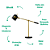 Abajur Juju E14 BOLINHA Max 40W 18cmX5cmX43cm Preto Dourado IP20 HR006BG - Imagem 3