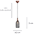 Pendente Copper E27 Bulbo Max 40W 12cmX31cm COBRE Preto IP20 XN004 - Imagem 6