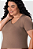 Blusa Básica Feminina Plus Size Decote V Em Canelado - Imagem 4