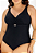 Maiô Modelador Zero Barriga Proteção UV Liso Preto Banho De Mar - Imagem 1