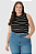 Regata Plus Size Justa com Costura Contrastante em Ribana Listrada Malwee - Imagem 1