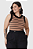 Regata Plus Size Justa com Costura Contrastante em Ribana Listrada Malwee - Imagem 4