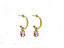 BB 3033 Brinco Meia Argola 1,2CM Com Gotinha Pendurada Rosa BRUNA Semijoias - Imagem 1