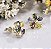 BF 0227 Brinco Flor Zircônias Coloridas (1cm) MD Folheados - Imagem 1