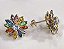 BF 0460 Brinco Flor Pétalas Navetes Coloridas (1cm) MD Folheados - Imagem 1
