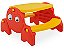 Mesa Sirizinho Xalingo Com Bancos Acoplados Vermelho/Amarelo - Imagem 3