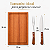 Kit Churrasco 3 Peças Faca Garfo Inox E Tábua Madeira Para Churrasco Essence - Imagem 3