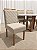 Mesa de Jantar Larissa 120x90 Vidro Off/Base Madeira + 4 Cad. Tula Dupla - Veludo Bege - Imagem 4
