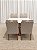 Mesa de Jantar Larissa 120x90 Vidro Off/Base Madeira + 4 Cad. Tula Dupla - Veludo Bege - Imagem 2