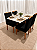 Mesa de Jantar Larissa 120x90 Vidro Off/Base Madeira + 4 Cad. Tula Dupla - Veludo Preto - Imagem 1