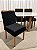 Mesa de Jantar Larissa 120x90 Vidro Off/Base Madeira + 4 Cad. Tula Dupla - Veludo Preto - Imagem 4